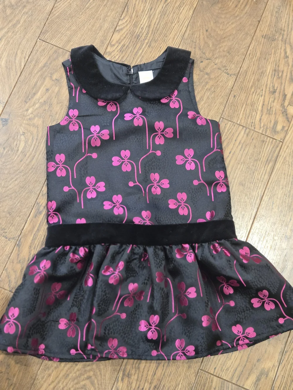 Gymboree Black Dress with Pink Flowers Logo Tag